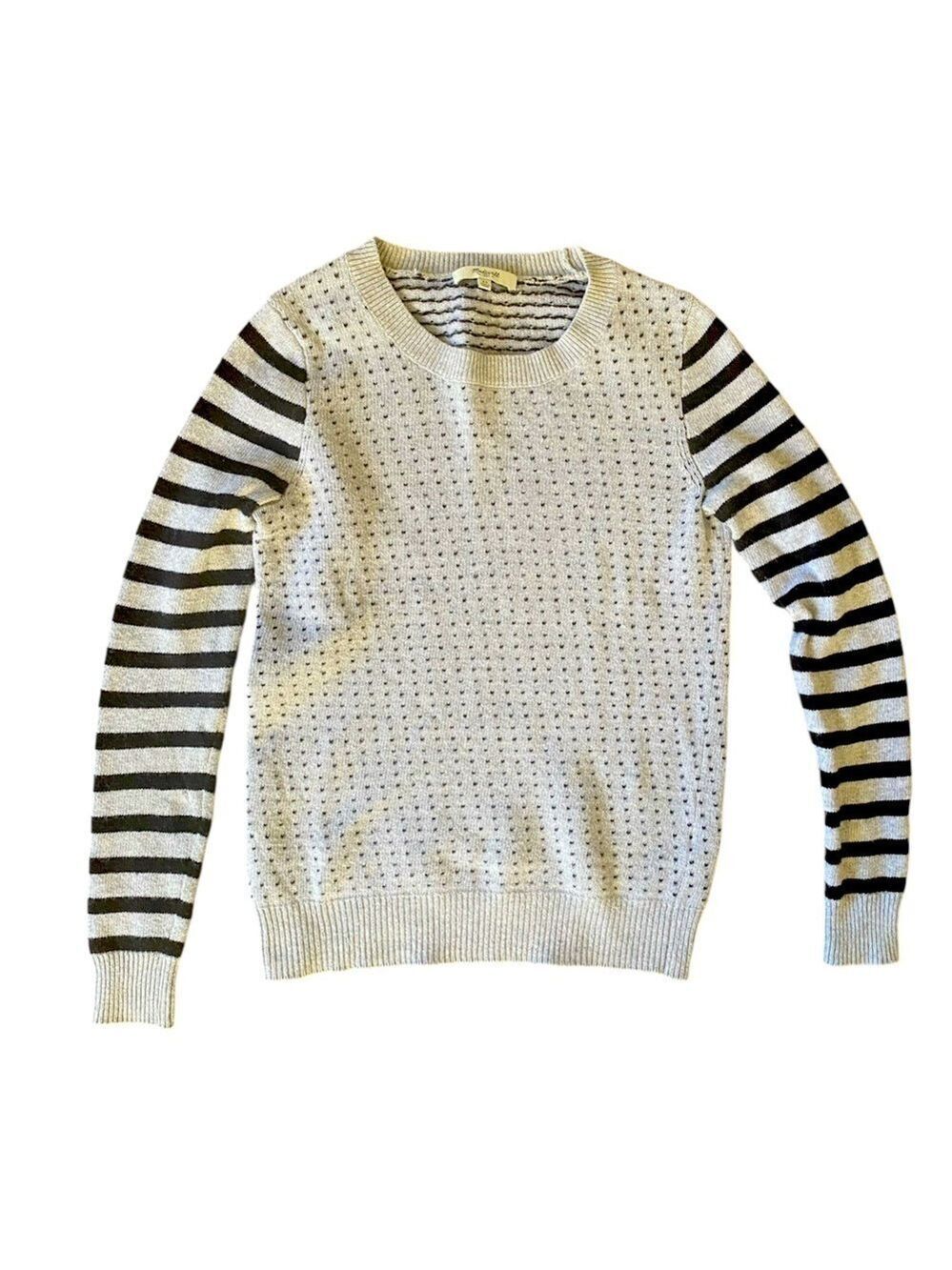 Madewell Cream Hearts and Stripes Sweater XS